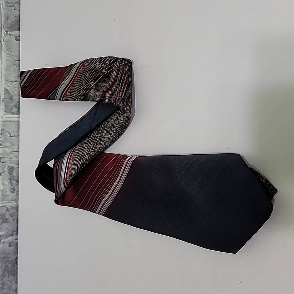 Vintage Men's Cartier Tie Blue Gold White Multicolor Diagonal Stripes 57" Long - Picture 2 of 5